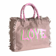 Dripping LOVE Shoulder Tote - Pink/Green