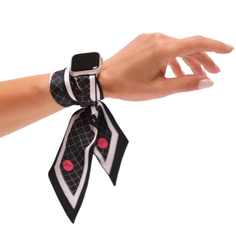 Wristpop - Black Rugby Stripe Print - 100% Artificial Silk