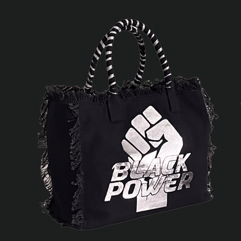 Black Power Shoulder Tote - Mesh - Blk/Silver