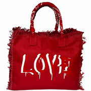 Dripping LOVE Shoulder Tote - Red/White