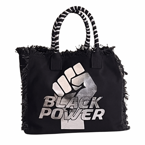 Black Power Shoulder Tote - Mesh - Blk/Silver