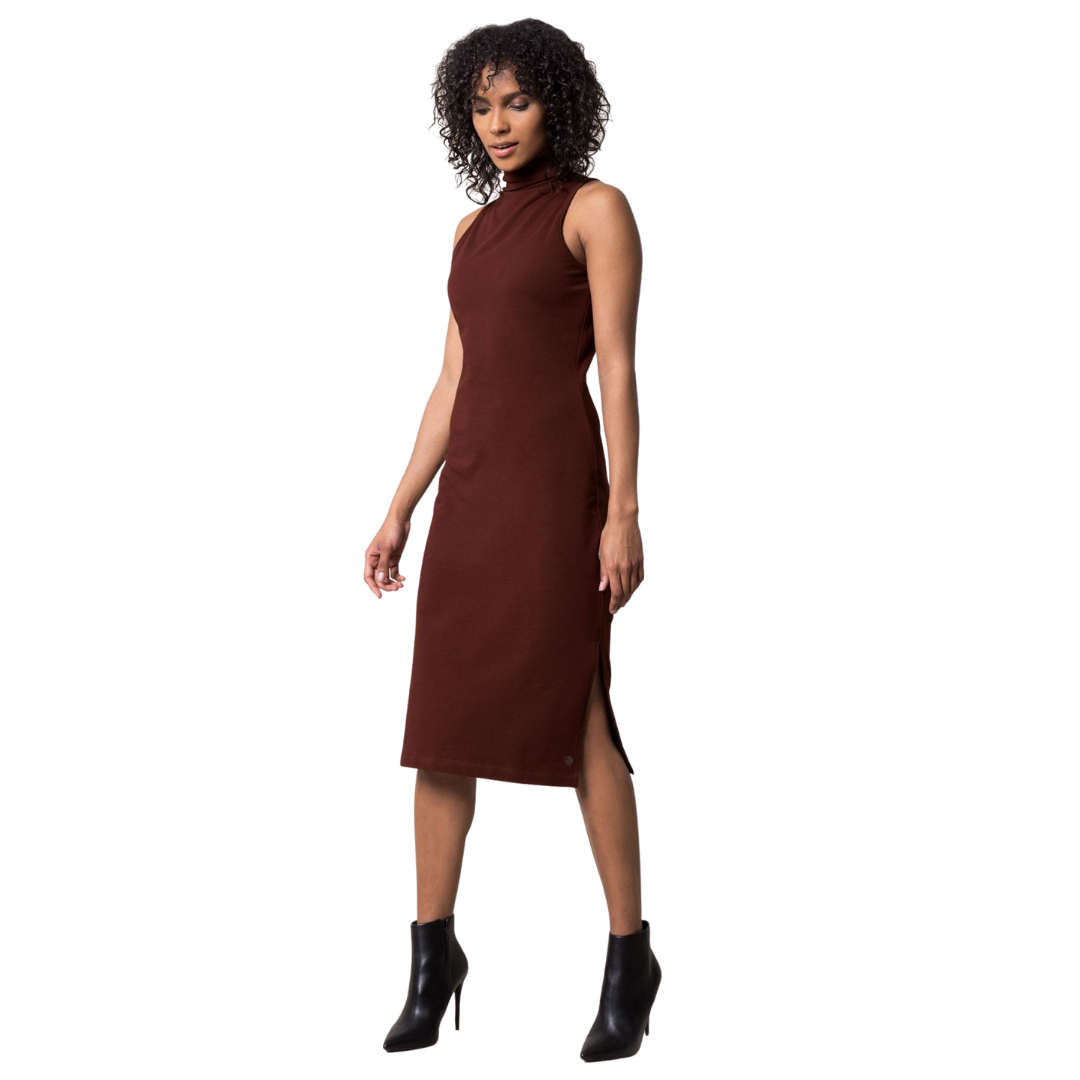 Runway Mock Neck Dress - Burgundy Runway Mock Neck Dress - Burgundy