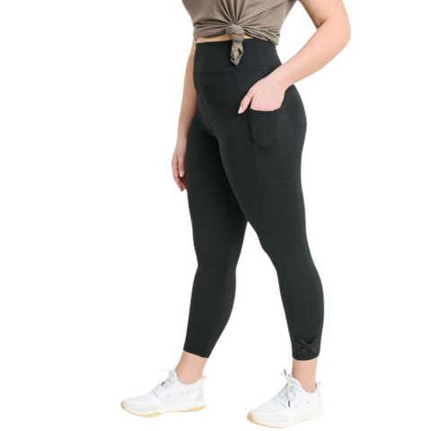 High Waisted Leggings - Bow Accent - Plus Sizes