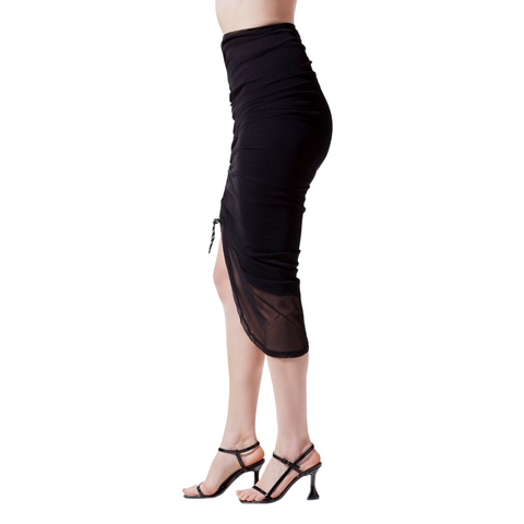 Ruched Mesh Skirt - Shade in Black