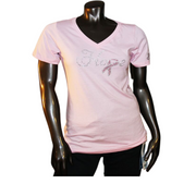 Breast Cancer V Neck Tee Shirt