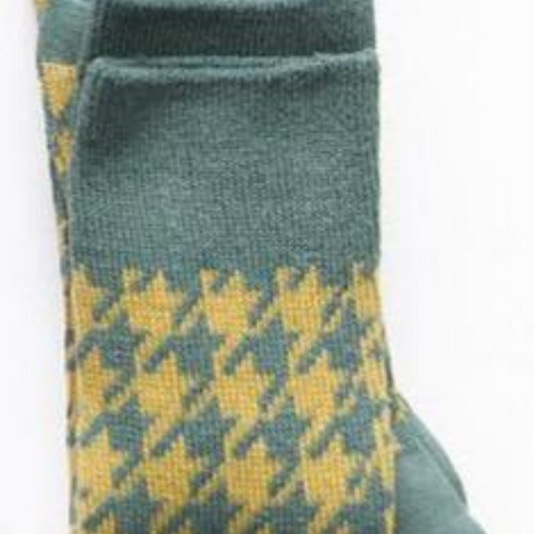 Hounds Tooth Over the Knee Sock - Chartreuse