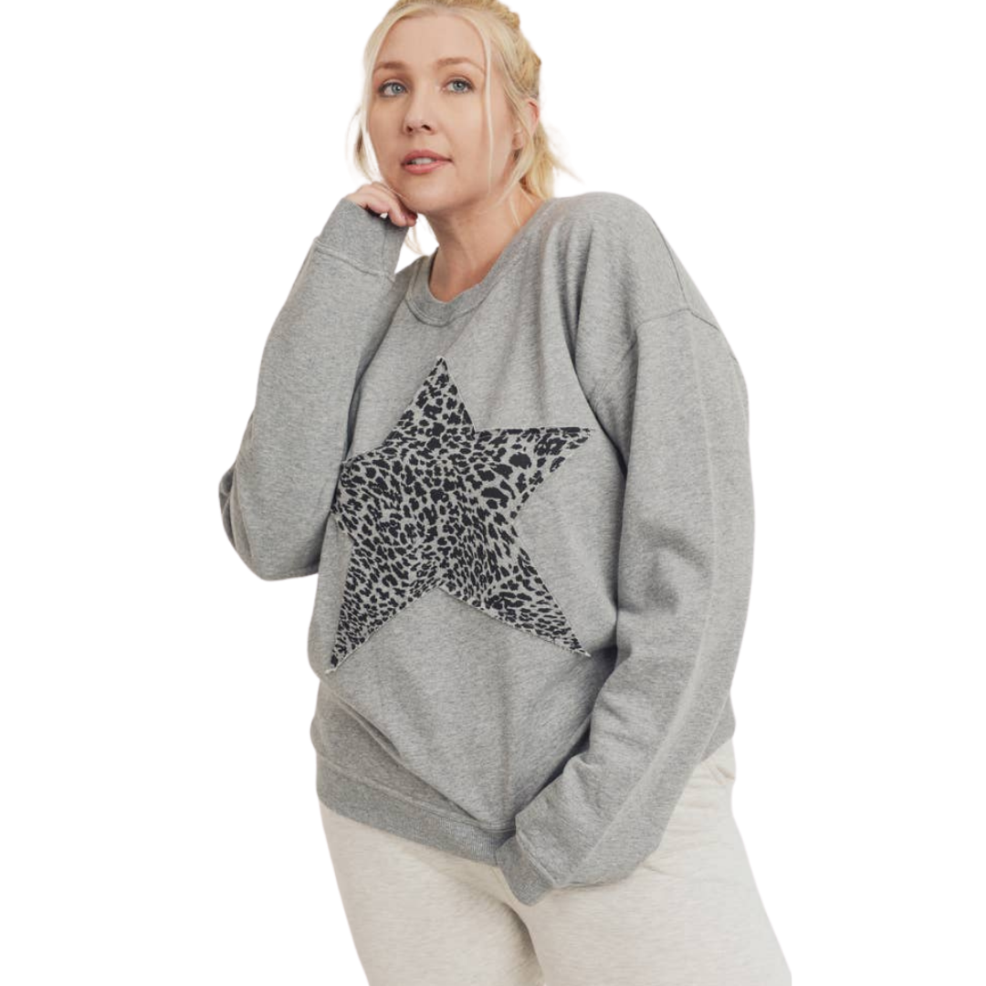 Grey 2025 cheetah sweatshirt