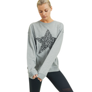 Antiqued Star Cheetah Print Sweatshirt - Grey