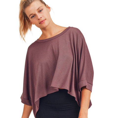 Cropped Loose-Fit Boxy Top - Mauve