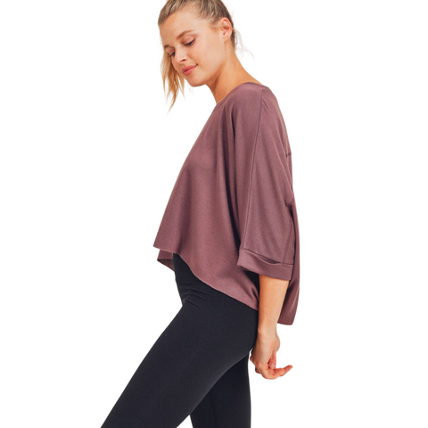 Cropped Loose-Fit Boxy Top - Mauve