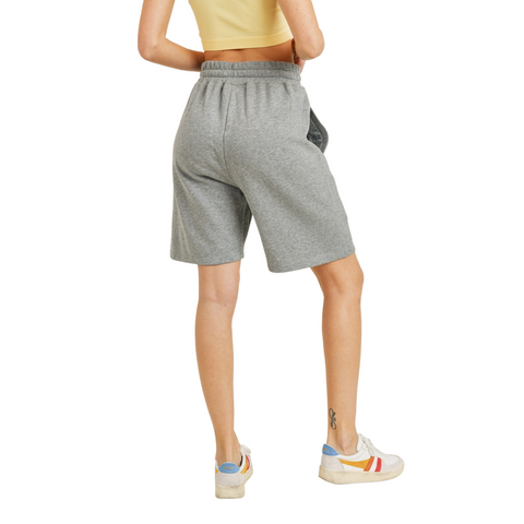 Cotton A-Line Midi Shorts - Grey