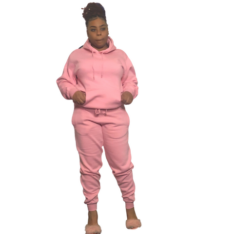 Unisex Pullover Hoodie & Jogger - Pink
