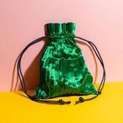 Write Sketch & - GREEN  COLOR SATIN PLEATED BACKPACK