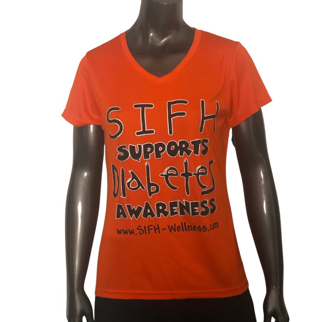 Diabetes Awareness V Neck Tee Large, image size:1080x1080