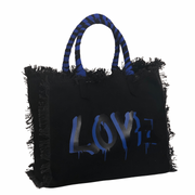Dripping LOVE Shoulder Tote - Blue