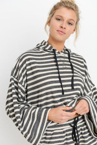 Striped Pullover Top with Hood at 34.99