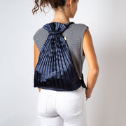 Write Sketch & - BLUE NAVY COLOR SATIN PLEATED BACKPACK